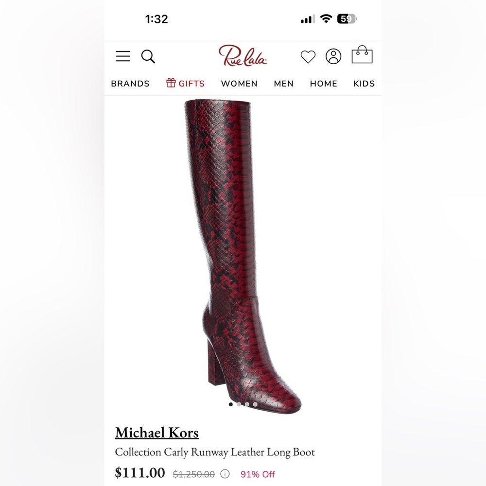 Michael Kors Burgundy Snakeskin Over the Knee Boots
